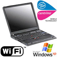 Used Laptops: IBM Thinkpad T43 Laptop Centrino 1.86Ghz - 1Gb - 40Gb - DVD/CD-RW - Wireless - 14.1 inch TFT - XP Pro