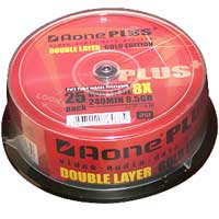 Aone Full-Face Printable 8x Double Layer DVD+R (25 Pack)