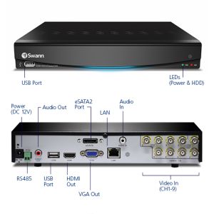 Swann DVR9-1425 960H 9 Channel 1TB CCTV Digital Recorder Smartphone View HDMI 