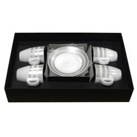 Arco 4 Piece Espresso Coffee Cup/ Saucer Set In presentation gift Box