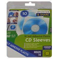 Storex Adhesive Plastic CD Sleeves (10 Pack)