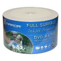 Mirror 16x DVD-R  Full Faced Inkjet Printable (50 Pack)