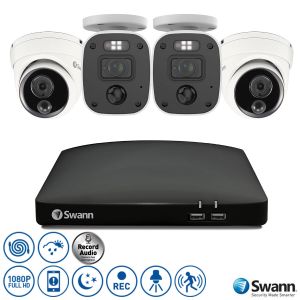 Swann DVR 4-4680 4 Channel 1TB 2x 1080MQB 2x1080MSD Audio CCTV Camera Enforcer Kit 446802MQB2D