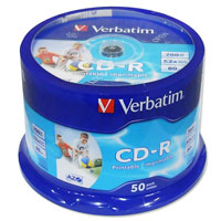 Verbatim Wide Printable CD-R 52x 80min (50 Pack - 43438)