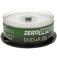Zero Defex Dual Layer DL Printable 2.4x DVD+R (25 Pack)