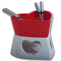 7 Piece Heart Shaped Fondue Set...