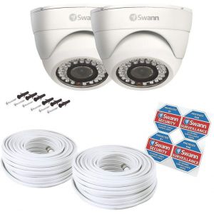 CCTV Cameras: Swann PRO-843 900 TV Night Vision Indoor Outdoor Dome CCTV Camera - Twin Pack