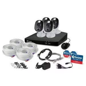 Swann 4K CCTV Camera Kit DVR 8-5680 8 Channel 1TB 4 x PRO-4KWLB Spotlight Siren
