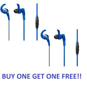 2x Audio-Technica ATH-CKX7IS Sonic Fuel In Ear Wired Headphones Mic BOGOF!! - Blue