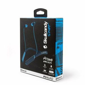 Headphones: SKULLCANDY METHOD Wireless Bluetooth In-Ear Sport Headphones Earbud Mic 9 Hr Battery - Blue