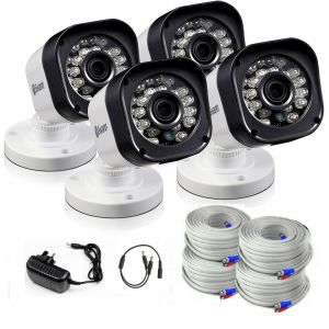 CCTV Cameras: Swann Pro T835 HD 720p Bullet Security CCTV Cameras LED Night Vision 65ft 20m - 4 Pack