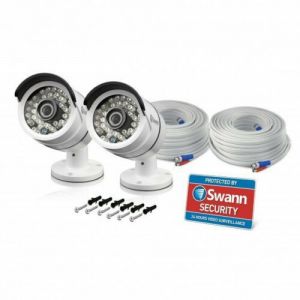 CCTV Cameras: Swann Pro T858 Cam Super HD 3MP CCTV Bullet Camera Night Vision 30m For DVR-4750 - Twin Pack