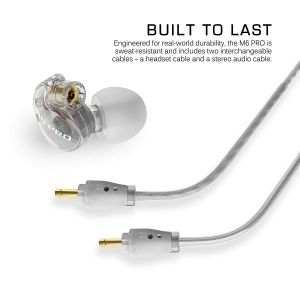 Headphones: MEE Audio M6 PRO IEM In-Ear Earphones with Replaceable Cable Microphone - Clear