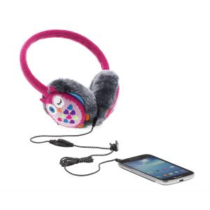 Full Size: KitSound Audio Kids On-Ear Earmuffs Built In Headphones iPod iPhone Pink Owl