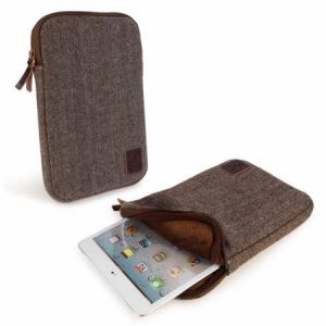 Tuff-Luv Herringbone Tweed sleeve case cover 7 inch iPad Mini Samsung Galaxy Nexus Brown