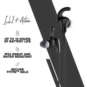 Headphones: Skullcandy Inkd+ Active Wireless Earphones W/ Mic IPX4 Upto 15 Hr Battery Life - Black/Grey
