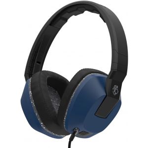 Headphones: SKULLCANDY CRUSHER Wired Headphones Mic Remote Supreme Sound Bass control - Blue/Grey