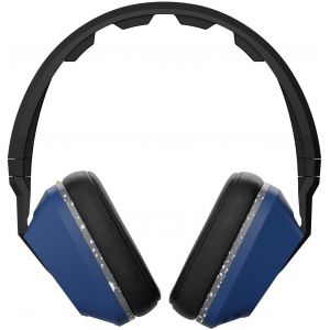 Headphones: SKULLCANDY CRUSHER Wired Headphones Mic Remote Supreme Sound Bass control - Blue/Grey