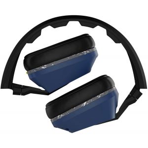 Headphones: SKULLCANDY CRUSHER Wired Headphones Mic Remote Supreme Sound Bass control - Blue/Grey
