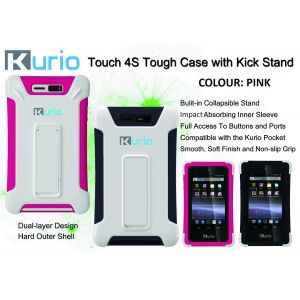 Tablet Accessories: Kurio Touch 4S Pocket Tough Case with Kick Stand Full Access Soft & Hard Shell - Pink