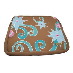 Targus Brown Floral Laptop Skin Neoprene Notebook Bag Sleeve up to 15.4 inch