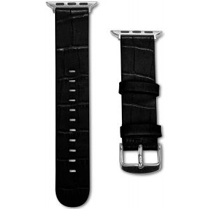 Genuine Leather Strap Apple Watch X-Doria Lux Band Chrome Pin Buckle 42mm Black