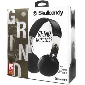 Headphones: Skullcandy GRIND Wireless Headphones Headset Rechargeable Mic Aux 12Hr Battery - Black