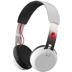 Headphones: Skullcandy GRIND Wireless Headphones Headset Rechargeable Mic Aux 12Hr Battery - White