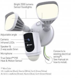 CCTV Cameras: Swann WiFi Series 1080p Floodlight Motion Lighting Security Camera System