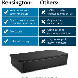 Cleaning Products: KENSINGTON K55100WW UVStand monitor stand UVC sanitisation Disinfectant compartment