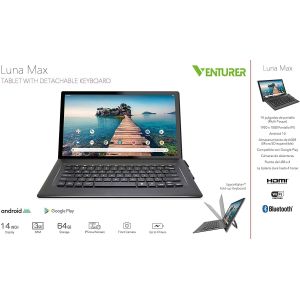 Tablets: VENTURER LUNA MAX 14 64GB 14 inch HD Tablet Keyboard Android 10 Bluetooth