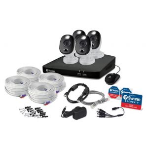 Swann DVR 8 5680 8 Channel DVR 4 x PRO-4KWLB Spotlight Heat Motion Siren Cameras CCTV Kit