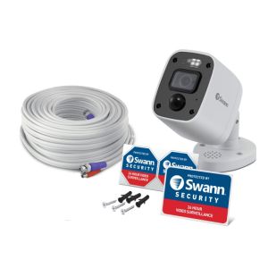 CCTV Cameras: Swann PRO-4KMQB 4K Enforcer Bullet CCTV Camera Flashing Lights Siren Audio DVR 5680 (Single Camera)