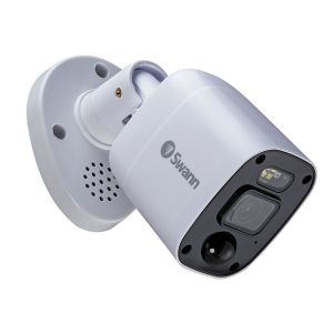 CCTV Cameras: Swann PRO-4KMQB 4K Enforcer Bullet CCTV Camera Flashing Lights Siren Audio DVR 5680 (Single Camera)