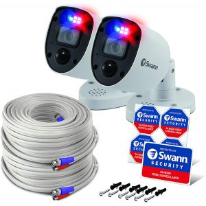 Swann PRO-4KRLPK2 4K Enforcer Bullet CCTV Camera Flashing Lights & Siren for DVR 5680 - TWIN PACK