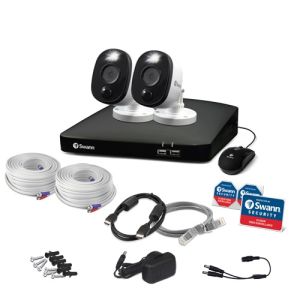 Swann DVR 4-5680 4 Channel 1TB 2 x PRO-4KWLB Spotlight Siren 4K Camera CCTV Kit 456802WL