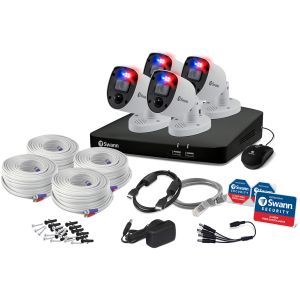 Swann DVR 8 5680 8 Channel 2TB 4 x PRO-4KRL Enforcer Heat Siren Cameras CCTV Kit