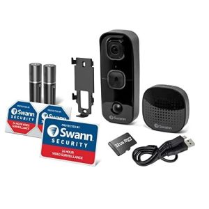  CCTV Accessories: SwannBuddy SWIFI-BUDDY Wireless Video Door Bell 1080p HD Rechargeable Chime Unit