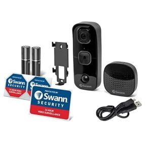  CCTV Accessories: SwannBuddy SWIFI-BUDDY Wireless Video Door Bell 1080p HD Rechargeable + Chime Unit