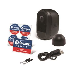 CCTV Cameras: SWANN SWIFI-CAMB-EU Full HD 1080p WiFi Security Camera with Face Recognition - Black