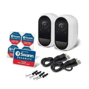 CCTV Cameras: SWANN SWIFI-CAMW-EU Full HD 1080p WiFi Security Camera with Face Recognition - Twin Pack