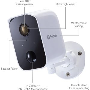CCTV Cameras: SWANN SWIFI-CORECAM 1080p HD WiFi Rechargeable Security Camera 2 Way Audio 32gb SD