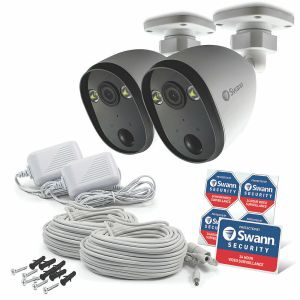 CCTV Cameras: SWANN SWIFI-SPOTCAM-EU Full HD 1080p WiFi Spotlight Outdoor Security Camera - Twin Pack