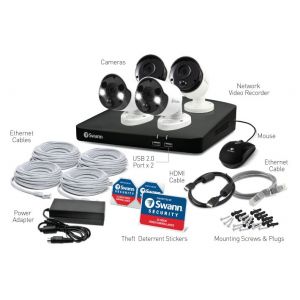 Swann NVR 8780 8 Channel 4K 2TB Recorder 2 x 887MSB 2 x 887MSFB Hybrid Spotlight CCTV Kit
