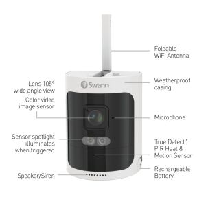 CCTV Cameras: Swann SWNVW-600CMB Quad HD Wireless Rechargeable Audio Camera for AllSecure Kit