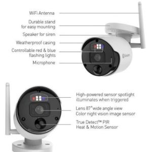 CCTV Cameras: Swann SWNVW-800CAM 4K Ultra HD WiFi CCTV Camera Flashing Light Siren 2 Way Audio