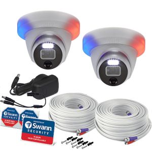 CCTV Cameras: Swann PRO-1080DER CCTV Camera 1080p HD Enforcer Dome Flashing Light DVR-4680 (Twin Pack)