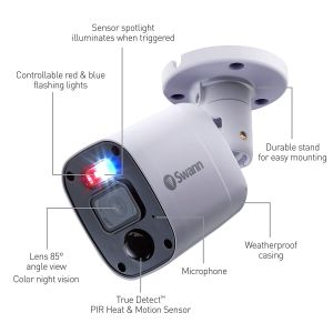 CCTV Cameras: Swann PRO-1080MQB 1080p Enforcer Bullet CCTV Camera Flash Light Siren Audio 4680