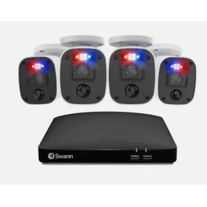 4x Swann PRO-1080MQB 1080p Enforcer Bullet CCTV Cameras Flash Siren Audio 4680