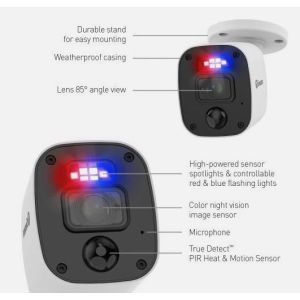 CCTV Cameras: 4x Swann PRO-1080MQB 1080p Enforcer Bullet CCTV Cameras Flash Siren Audio 4680